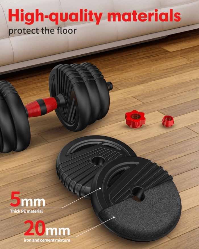 Adjustable Dumbbells, 10/25/35/55/70/90Lbs Free Weight Set with Connector, 4 In1 Dumbbells Set Used as Barbell, Kettlebells, Push up Stand, Fitness Exercises for Home Gym Suitable Men/Women - Image 8