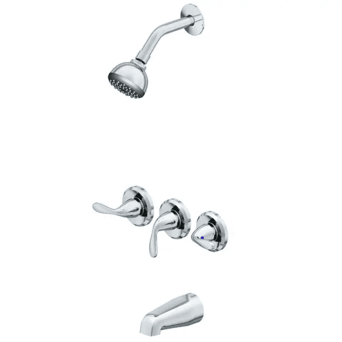 Everfield Polished Chrome 3-Handle Single Function 3.15-In round Bathtub and Shower Faucet Valve Included