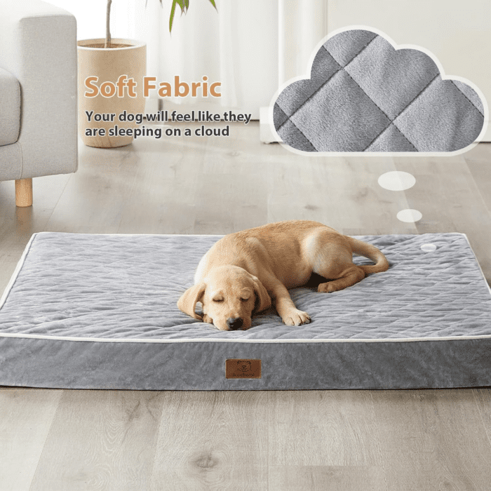 Orthopedic Dog Beds for Large Dogs, Extra Large Waterproof Dog Bed with Removable Washable Cover & Anti-Slip Bottom, Egg Crate Foam Pet Bed Mat, Multi-Needle Quilting XL Dog Crate Bed - Image 2