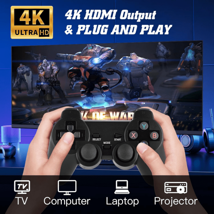 Retro Game Console, Wireless Retro Game Console, 24500+ Games Built-In, 9 Emulators, 4K HDMI Output, Dual 2.4Ghz Wireless Game, Plug and Play Video Games, Black(64G) - Image 2