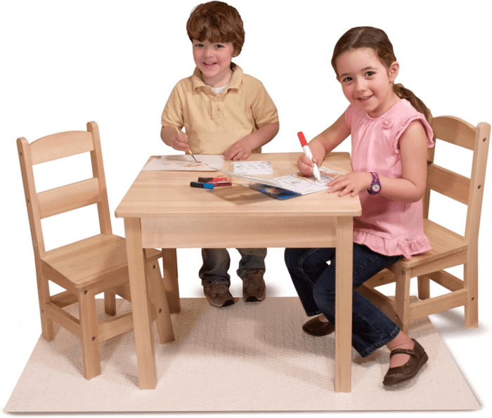 Solid Wood Table and 2 Chairs Set - Light Finish Furniture for Playroom - Image 3