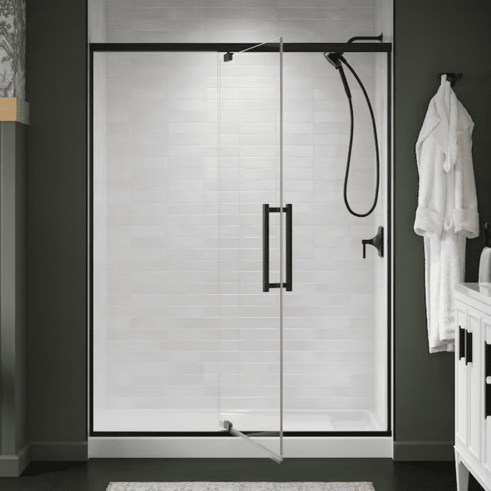 Premise Anodized Brushed Nickel 55-In to 60-In W X 76.06-In H Frameless Pivot Soft Close Shower Door - Image 14