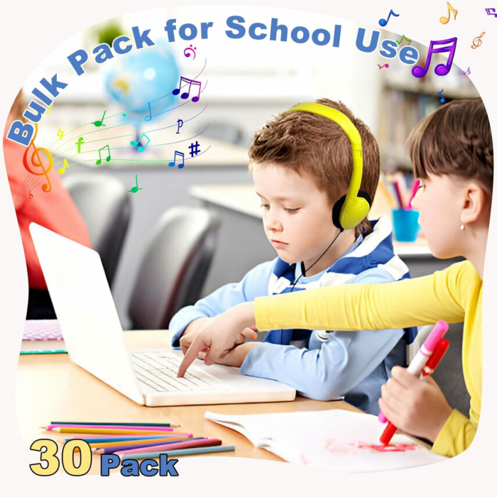 30 Pack Class Set Headphones for Kids Students School Classroom Headphones Bulk Earphones Adjustable with 3.5 Mm Jack for Library Children Adults(004 Multi Color Headphones) - Image 2