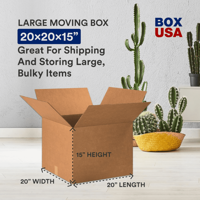 Moving Boxes, Extra Large 20" X 20" X 15" (12 Pack), Corrugated Cardboard Box for Packing Packaging Storage Mailing, and Shipping for Office of Home, 32 ECT - Pack of 12 - Image 2