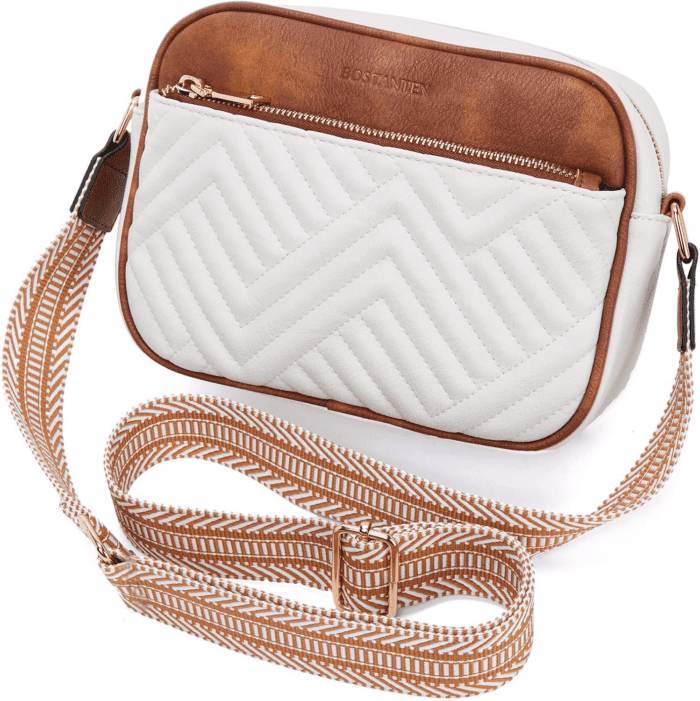 Quilted Crossbody Bags for Women Vegan Leather Purses Small Shoulder Handbags with Wide Strap - Image 8