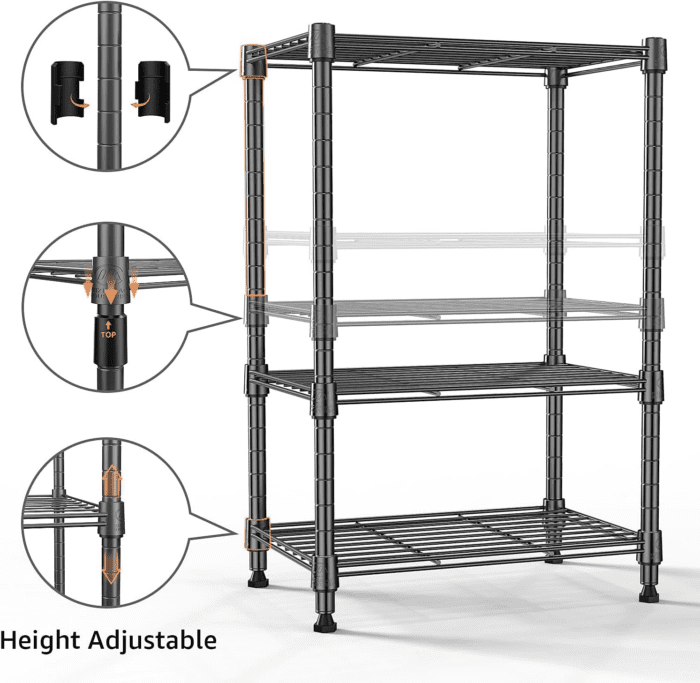 MZG 450 Lbs Steel Storage Shelving 3-Tier Utility Shelving Unit Steel Organizer Wire Rack for Home,Kitchen,Office (11.8" D X 17.7" W X 26.3" H) - Image 4