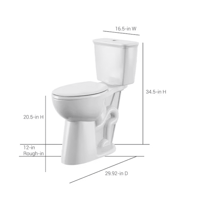 White Elongated Tall Height Soft Close 2-Piece Toilet 12-In Rough-In Watersense 1.28 GPF - Image 8