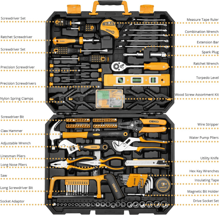 228 Piece Socket Wrench Auto Repair Tool Combination Package Mixed Tool Set Hand Tool Kit with Plastic Toolbox Storage Case - Image 2