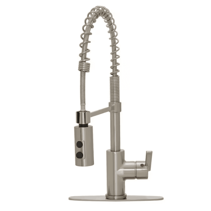 Flynt Stainless Steel Single Handle Pull-Down Kitchen Faucet with Sprayer (Deck Plate Included)