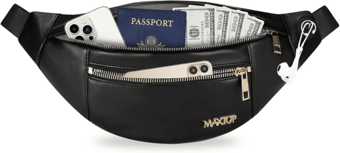 Large Crossbody Fanny Pack with 4-Zipper Pockets,Gifts for Enjoy Sports Festival Workout Traveling Running Casual Hands-Free Wallets Waist Pack Phone Bag Carrying All Phones