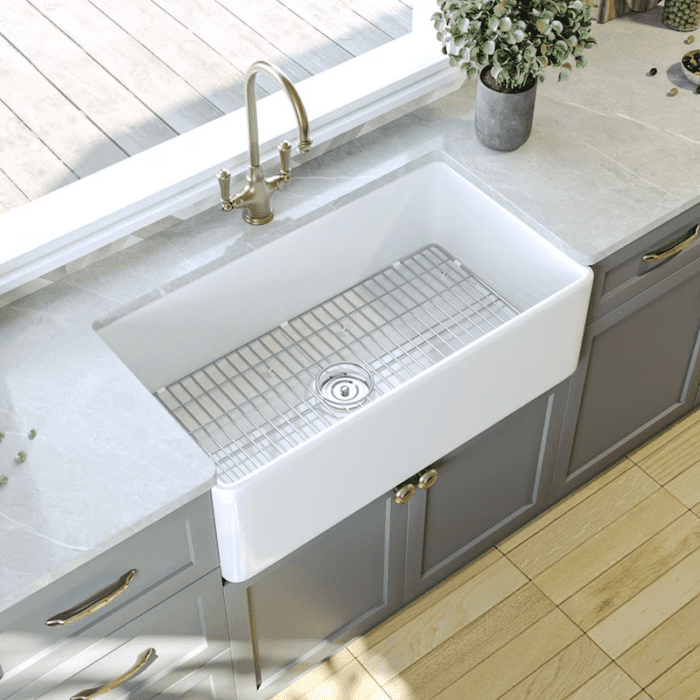 Farmhouse Apron Front 36-In X 18-In White Fireclay Single Bowl Kitchen Sink - Image 19