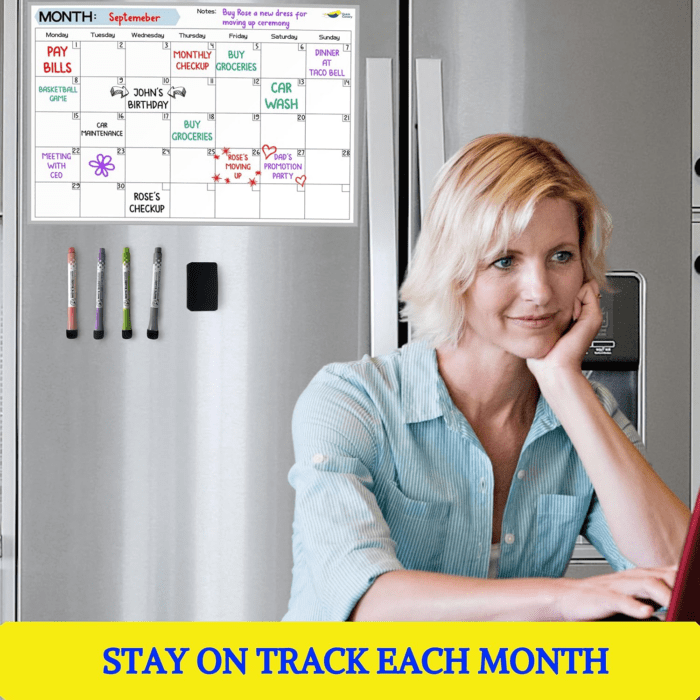 Magnetic Dry Erase Calendar for Refrigerator Starting from Monday - 17X12” Monthly Calendar Whiteboard for Fridge - No Stains or Ghosts - White Board Planner - 4 Dry Erase Markers and Large Eraser - Image 4