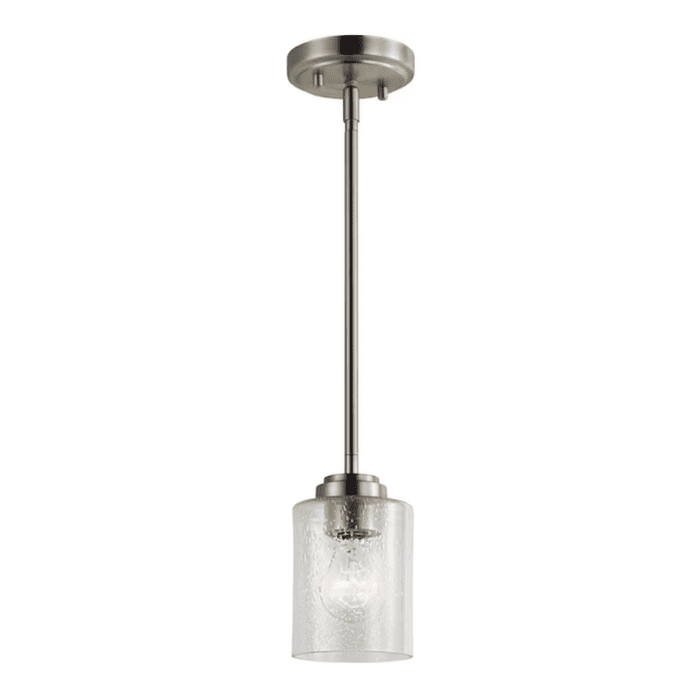 Winslow Natural Brass Industrial Seeded Glass Cylinder Led, Mini Hanging Pendant Light - Image 11