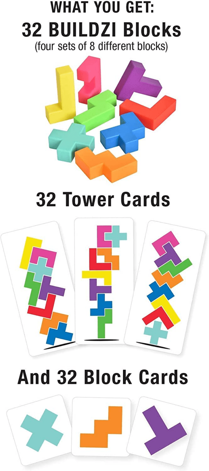 BUILDZI the Fast Stacking Building Block Game for the Whole Family - 2 to 4 Players Ages 6 to 96 - plus Fun Party Games for up to 8 Players - Perfect Kids Game for Game Night - Image 5