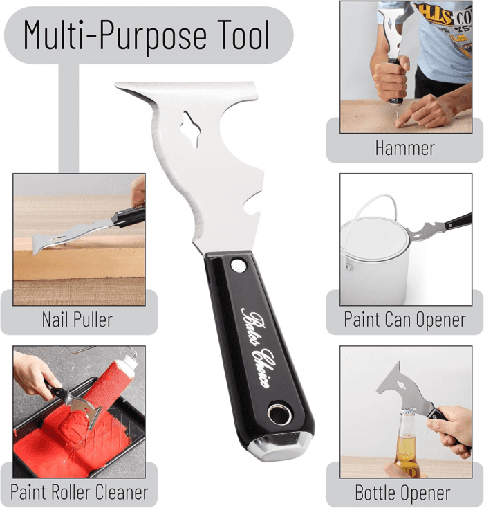 Bates- Paint Scraper, 10 in 1 Painters Tool, Paint Scrapers for Wood, Painters Tool, Painters Knife, Paint Scraper for Painting, Putty Knife, Metal Scraper, Spackle Tool, Putty Scraper, Knife Scraper - Image 6