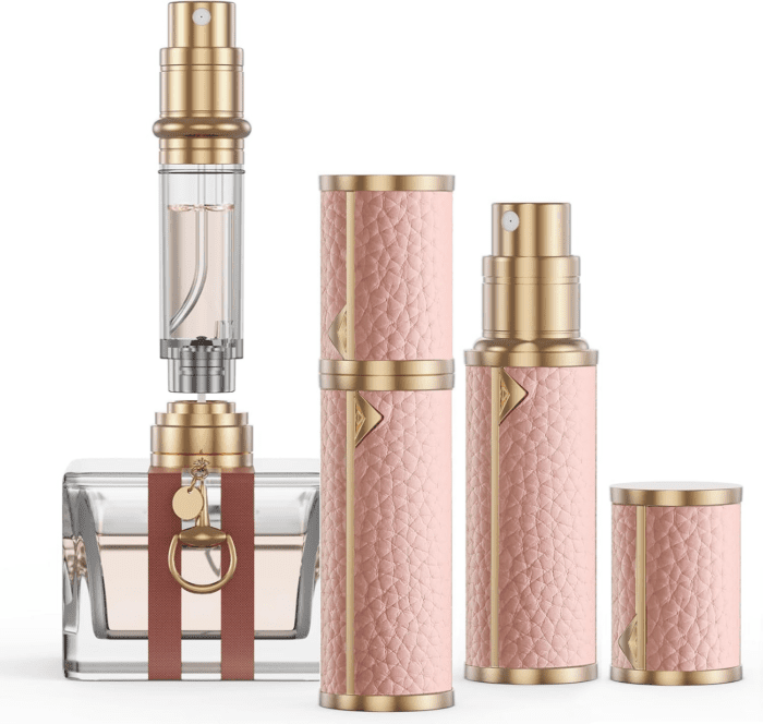 Perfume Travel Refillable Bottle, Tsa Approved 5Ml Perfume Atomizer Bottle, Portable Size Sprayer Bottle Luxurious Pocket Perfume Dispenser Pump Transfer Tool for Women Men Travel Accessories.