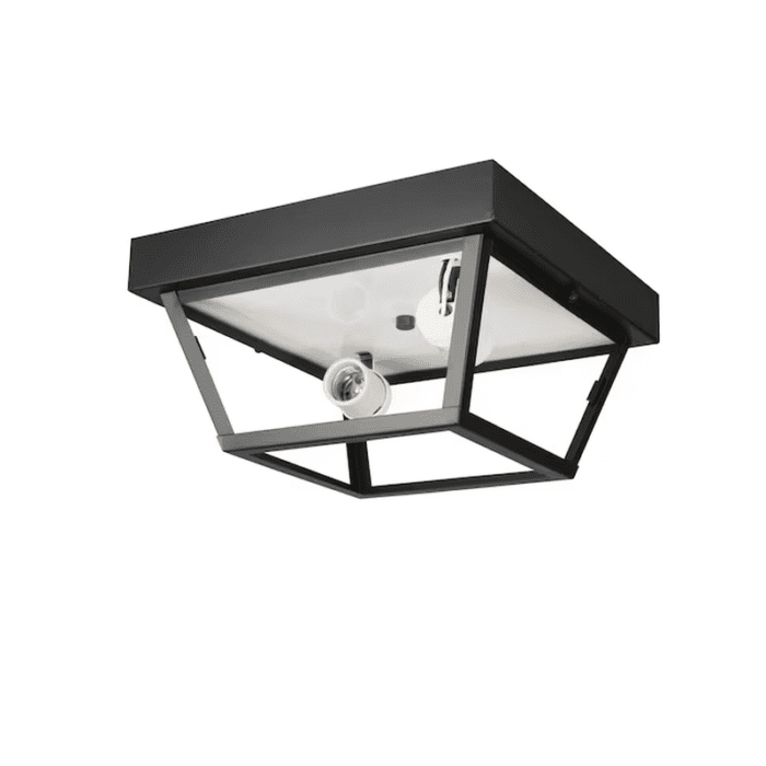 Wayman 2-Light 10.37-In Matte Black Indoor/Outdoor Flush Mount Light - Image 5