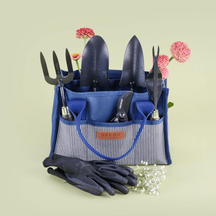 Outdoor Garden Tool Set, Stainless Steel Gardening Set - Garden Tool Organizer Bag, Garden Trowel, Cultivator, Transplanter, Weeder, Bypass Pruning Shears, and Garden Gloves–7Pc Set - Image 9