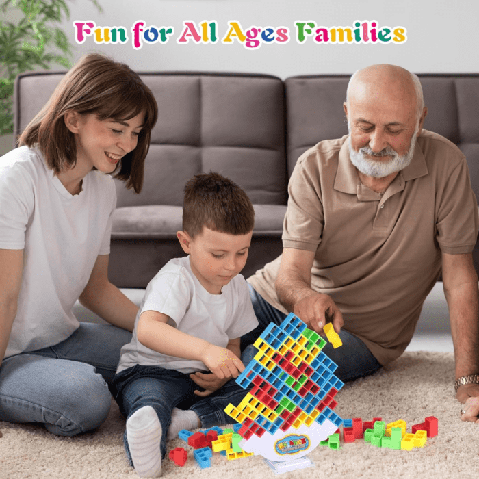 48 Pcs Tetra Tower Game, Stack Attack Family Board for 2 Players Family Games, Building Blocks Stacking Balance Games Toys for Kids, Adults, Friends, Classroom, Family and Travel Party - Image 7