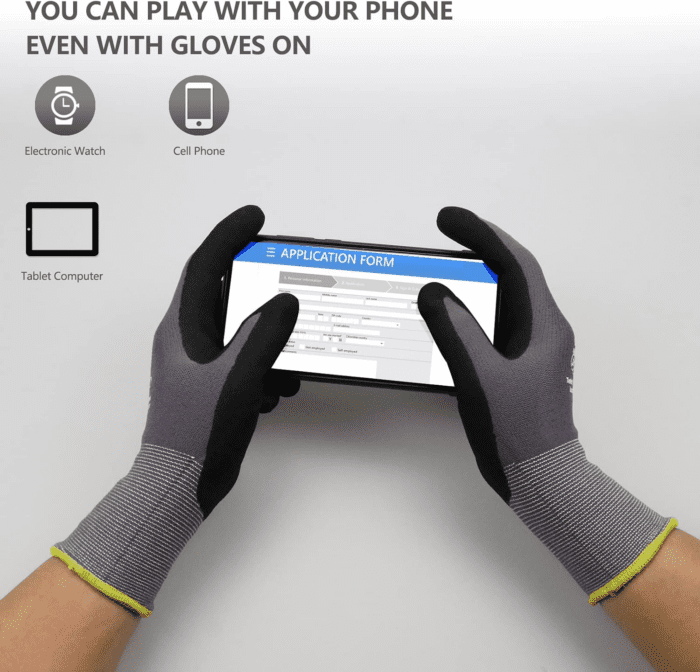 Work Gloves Microfoam Nitrile Coated-6 Pairs,Seamless Knit Nylon Gloves,Gray Work Gloves - Image 3