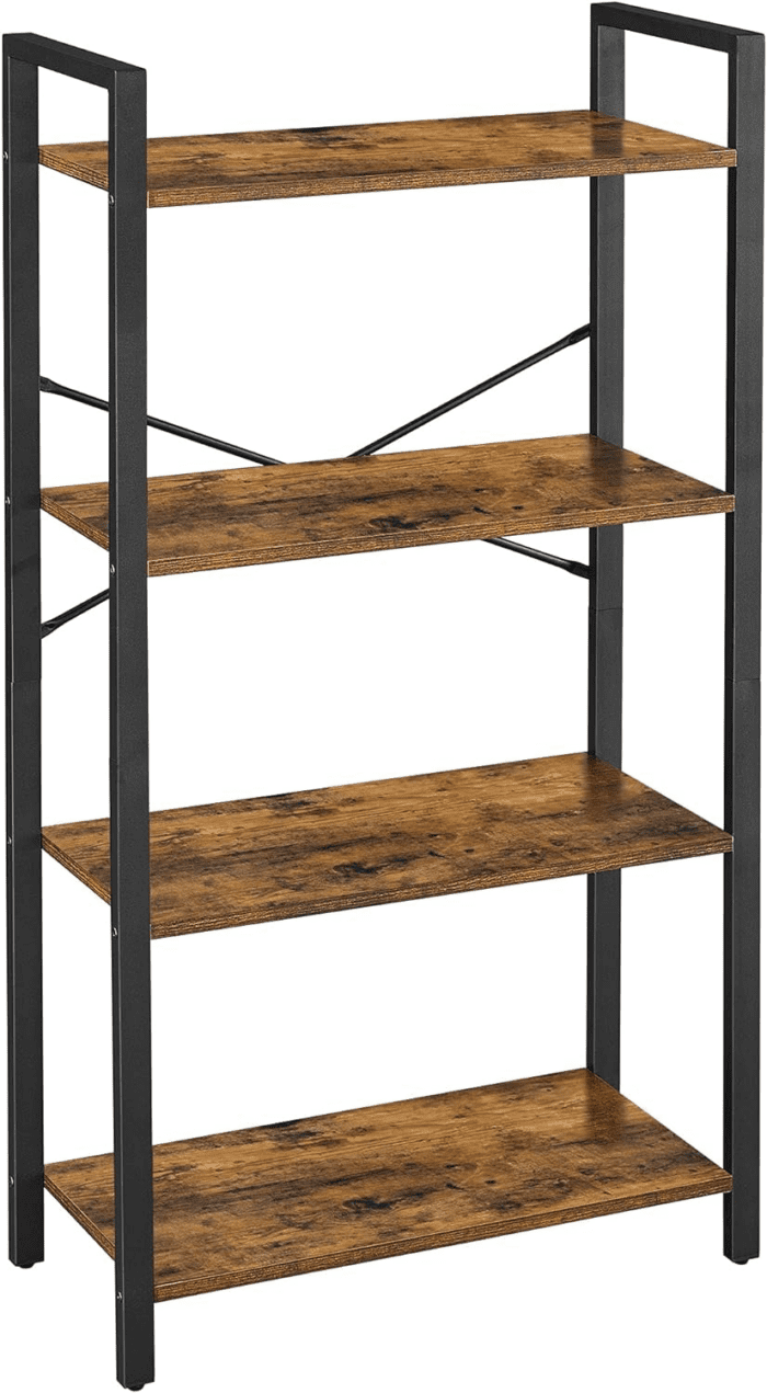 4-Tier Tall Bookshelf, Bookcase with Steel Frame, Book Shelf for Living Room, Home Office, Study, 11.8 X 25.9 X 47.2 Inches, Industrial Style, Rustic Brown and Black ULLS60BX - Image 9