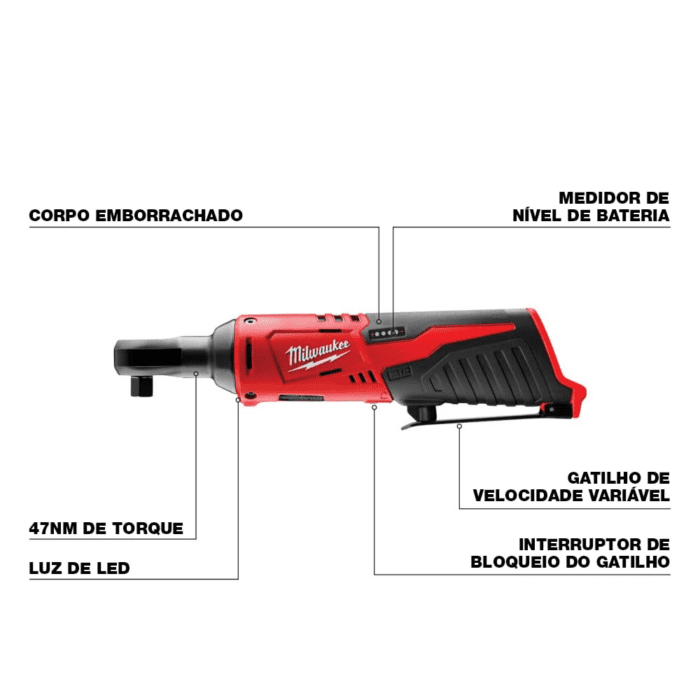 2457-20 M12 Cordless 3/8" Sub-Compact 35 Ft-Lbs 250 RPM Ratchet W/ Variable Speed Trigger - Image 3