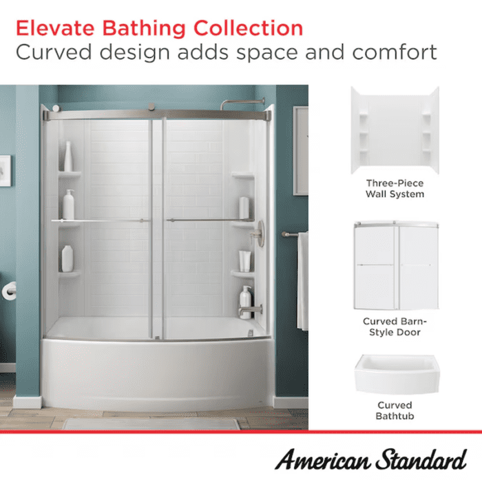 Elevate 60-In X 30-In Arctic White Fiberglass/Plastic Composite Alcove Soaking Bathtub (Right Drain) - Image 12