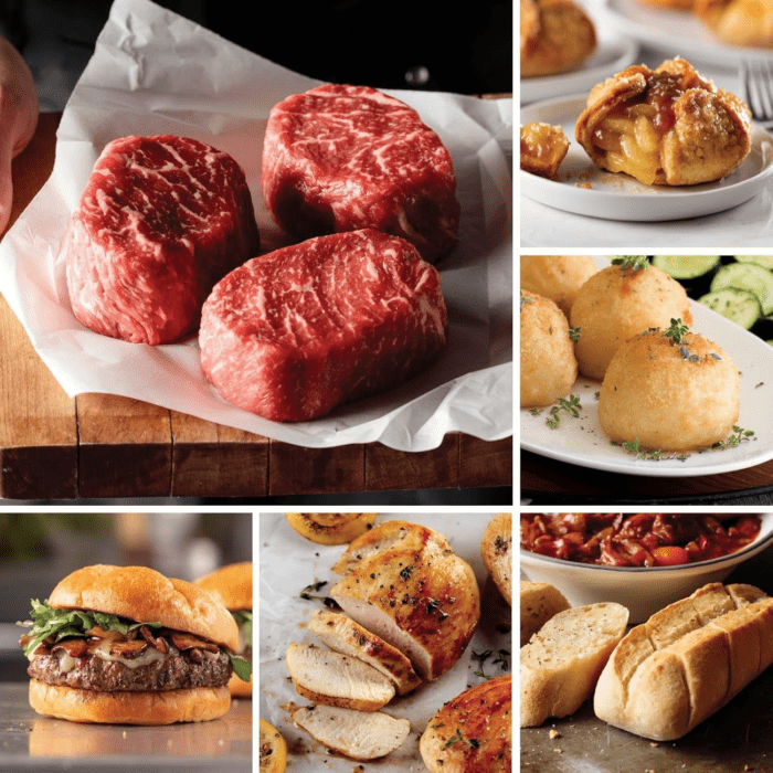 Premier Ribeye Steakhouse Gift Bundle (4X Butcher'S Cut Ribeyes, 4X Pureground Delmonico Ribeye Burgers, 4X Air-Chilled Steakhouse Chicken Breasts, 4X Individual Baguettes with Garlic Butter, 4X Potatoes Au Gratin, 4X Caramel Apple Tartlets, 1 Jar  Seasoning)