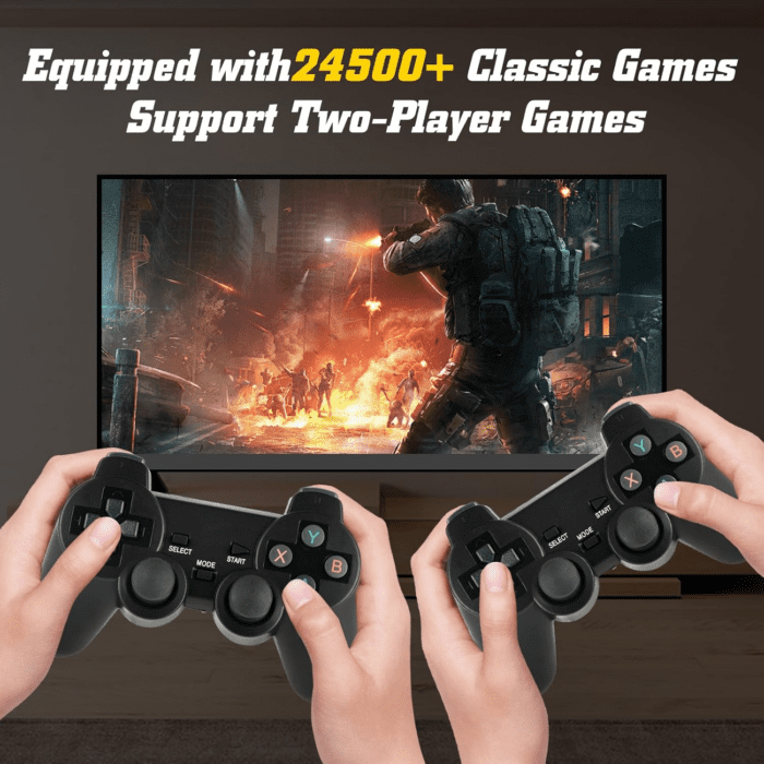 Retro Game Console, Wireless Retro Game Console, 24500+ Games Built-In, 9 Emulators, 4K HDMI Output, Dual 2.4Ghz Wireless Game, Plug and Play Video Games, Black(64G) - Image 4