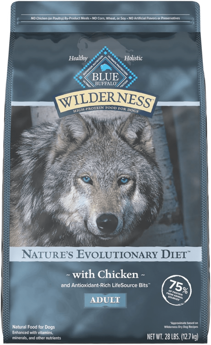 Wilderness Natural High-Protein Dry Food for Adult Dogs, Chicken Recipe, 28-Lb. Bag