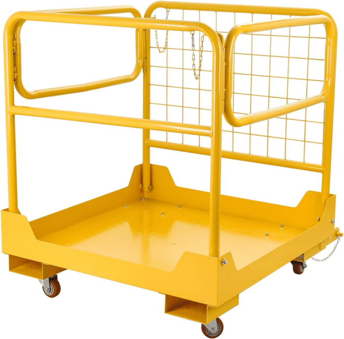 1200LBS Forklift Safety Cage 36"X36" Forklift Work Platform with 4 Wheels Collapsible Forklift Man Basket Aerial Rails for Lifting Loader - Image 8