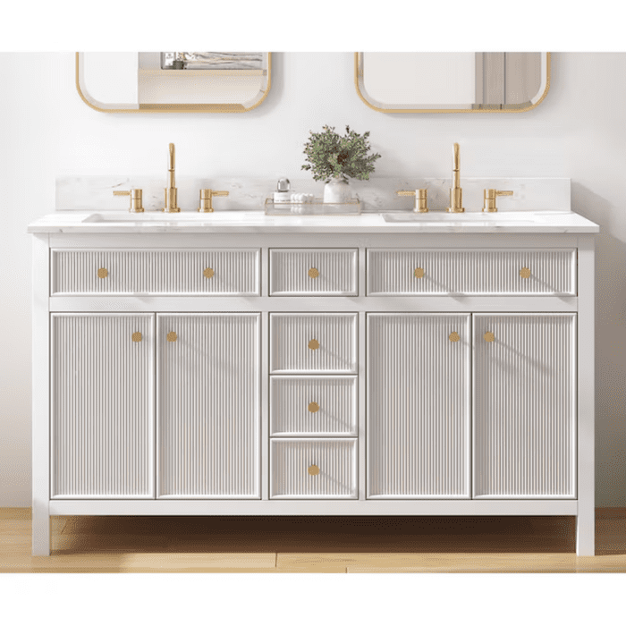 Sandbanks 30-In Greige Undermount Single Sink Bathroom Vanity with White Engineered Stone Top - Image 24