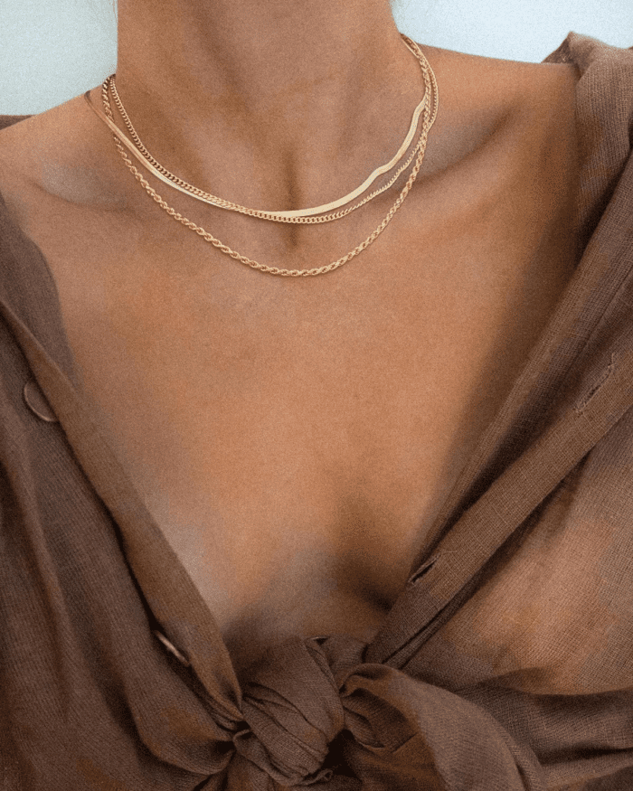 Herringbone Necklace for Women,Dainty Gold Necklace,14K Gold Plated Snake,Gold Chain Choker Necklaces,Simple Gold Layered Necklaces,Gold Jewelry Gift for Women - Image 2