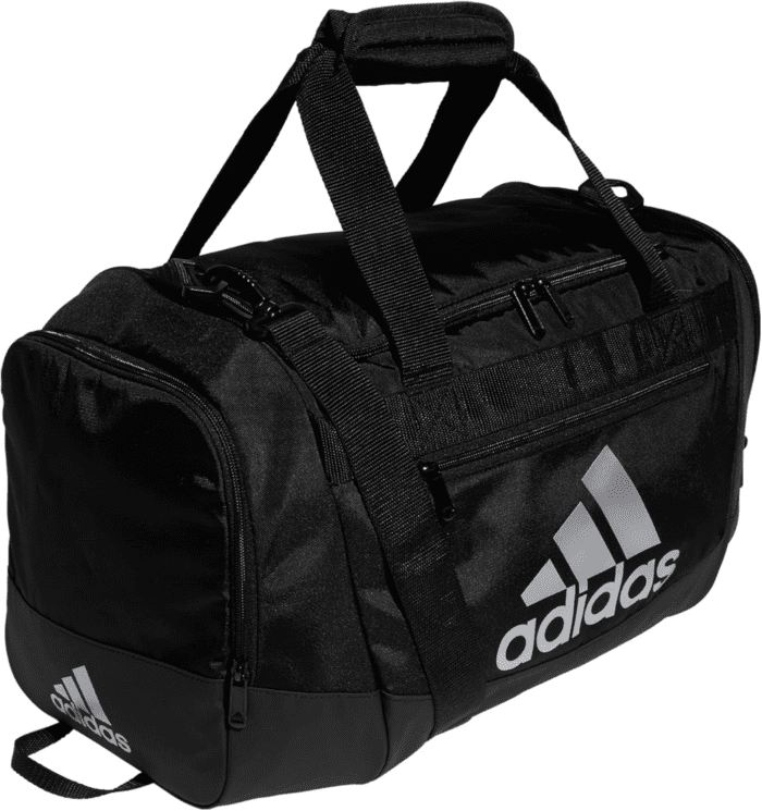 Unisex Adult Defender 4.0 Duffel, Durable Athletic Sports Gym Travel Bag for Men and Women, Black/Silver Metallic, Small (38 L)