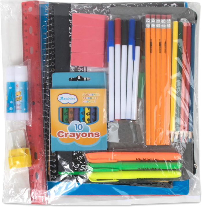 45 Piece School Supply Kit Grades K-12 - School Essentials Includes Folders Notebooks Pencils Pens and Much More! - Image 2