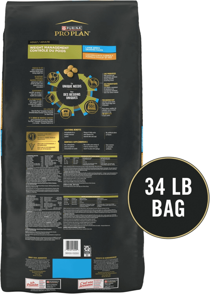 Large Breed Weight Management Dry Dog Food, Chicken and Rice Formula - 34 Lb. Bag - Image 5