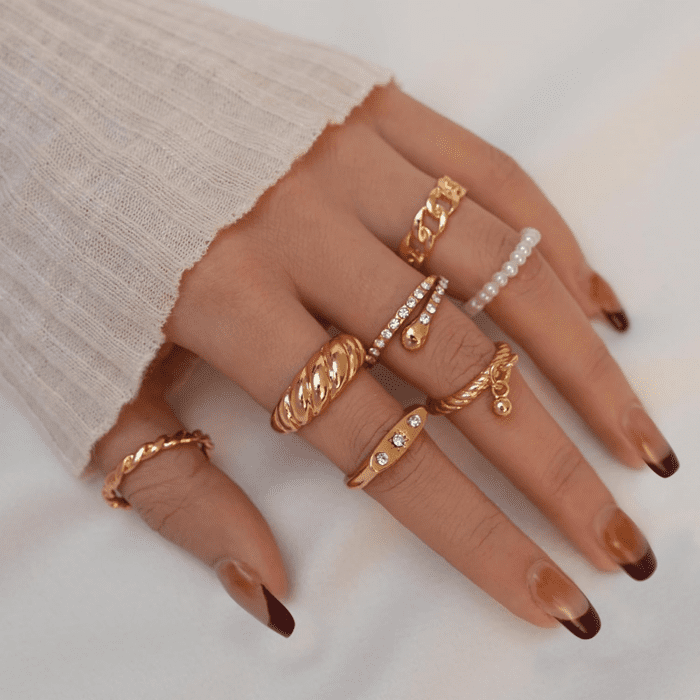 68 Pcs Gold Knuckle Rings Set for Women, Stackable Rings Boho Joint Finger Midi Rings Silver Hollow Carved Crystal Stacking Rings Pack for Gift - Image 3