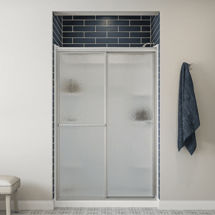 Deluxe Silver 43-In to 48-In W X 70-In H Framed Sliding Shower Door