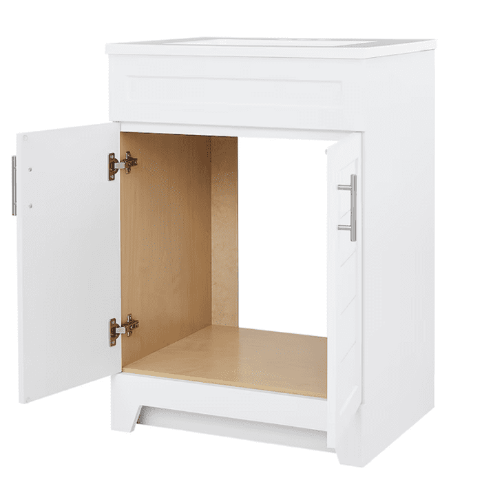 Kirkman 24-In White Single Sink Bathroom Vanity with White Cultured Marble Top (Mirror Included) - Image 19