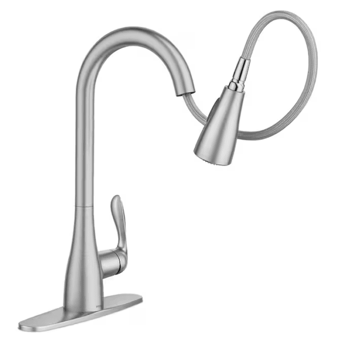 Georgene Spot Resist Stainless Single Handle Pull-Down Kitchen Faucet with Sprayer (Deck Plate Included) - Image 7