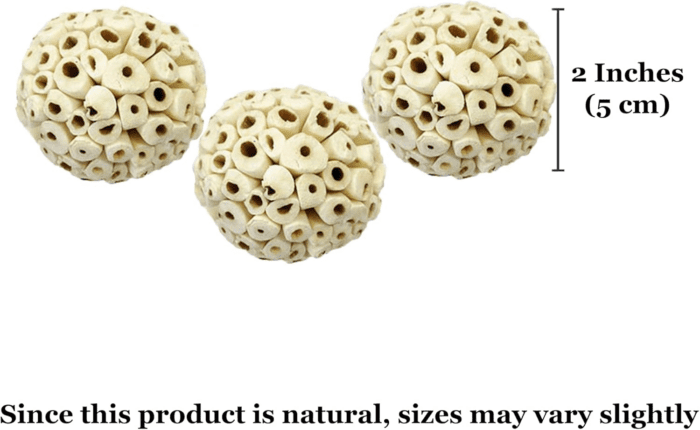 Sola Atta Foraging Balls, 2”, White Soft Shred Parrot Chews, Bird Chewing Accessories for Conure, Budgie, Parakeet, Cockatiel, Rabbits, Hamsters, and Small Pets, 3 Pcs/Pack - Image 6