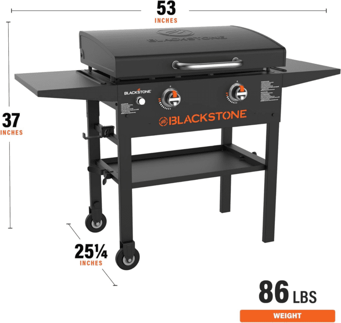 1883 Original 28” Griddle with Integrated Protective Hood and Counter Height Side Shelves, Powder Coated Steel, Black - Image 3