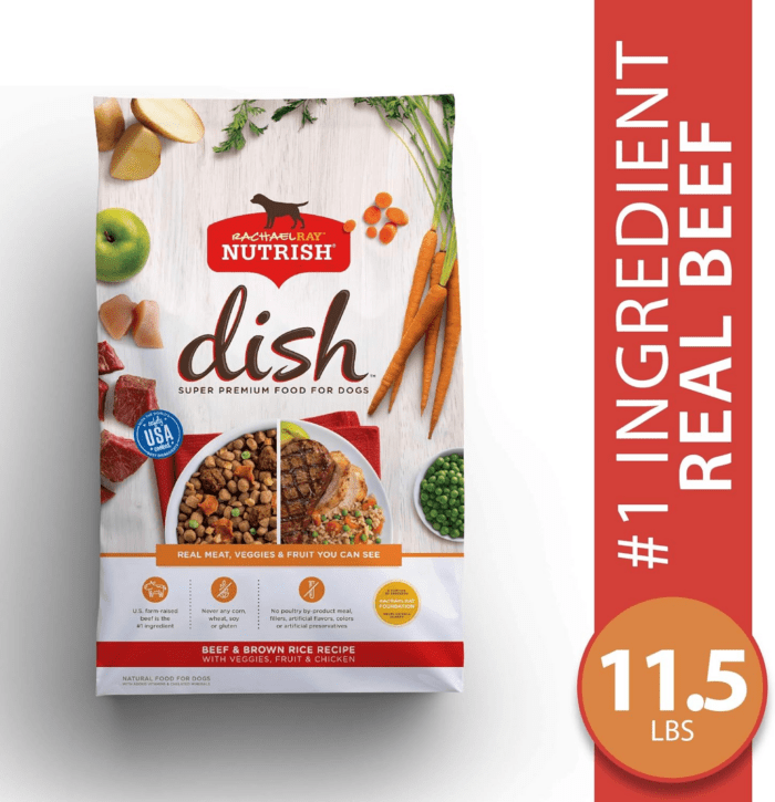 Rachael Ray Dish Premium Natural Dry Dog Food, Beef & Brown Rice Recipe with Veggies, Fruit & Chicken, 11.5 Pound Bag - Image 2