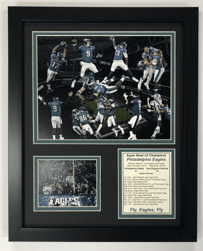 Philadelphia Eagles Super Bowl 52 NFL Champions Collectible | Framed Photo Collage Wall Art Decor - 12"X15", (11856U)