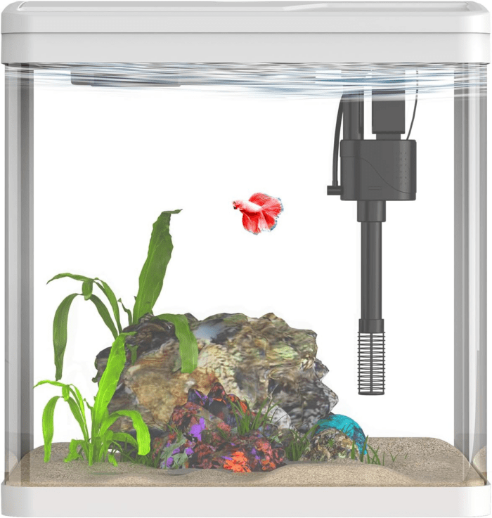 Small Fish Tank with Filter and Light, 2 Gallon Betta Fish Tank Starter Kits，Self-Cleaning Fish Tank.