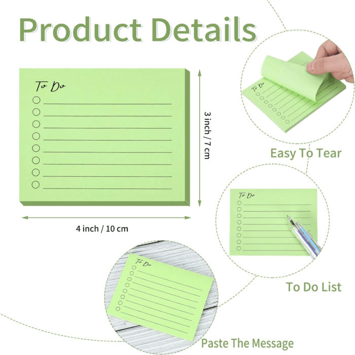 10 Pack Lined Sticky Notes, 3"X4", 500 Sheets, to Do List Notepad, Sticky Notes with Lines, to Do List Planner，Square Sticky Notes for Office, Meeting, School, Home - Image 2