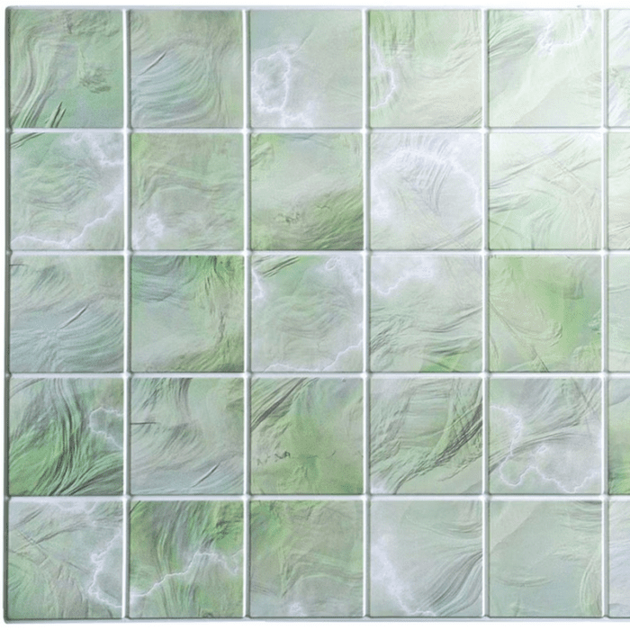 38-In X 18-In Embossed All Shades of Green PVC Abstract Wall Panel