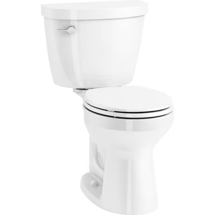 Cimarron White round Chair Height Soft Close 2-Piece Toilet 12-In Rough-In Watersense 1.28 GPF