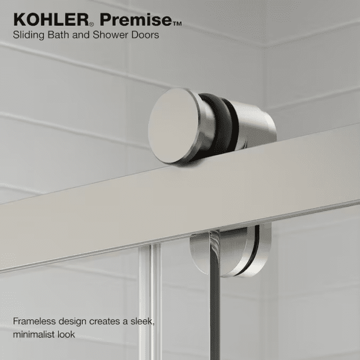 Premise Anodized Brushed Nickel 56-In to 60-In W X 76.13-In H Frameless Bypass Sliding Soft Close Shower Door - Image 12