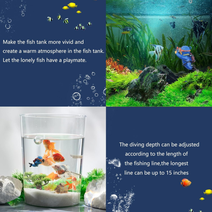 Floating Fish Tank Decorations, Aquarium Decorations, Lovely Diver Fish Tank Decorations, Floating Device Fish Tank Accessories，Suitable for All Kinds of Fish Tanks… - Image 2